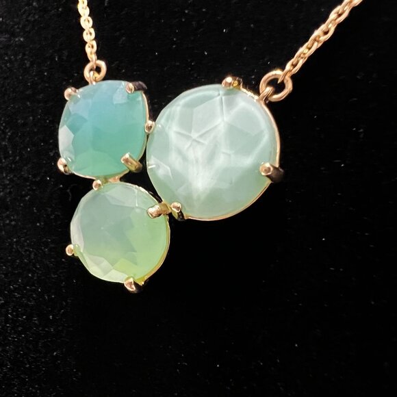 Kate Spade Triple Faceted Green Pendant Gold Chain Necklace Like New Adj… - Picture 4 of 9